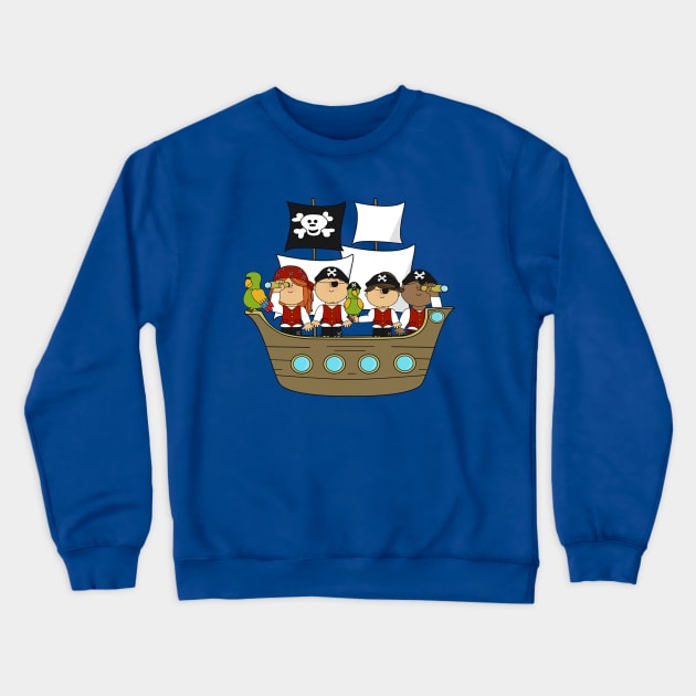 pirates on pirate ship Crewneck Sweatshirt by Brucento